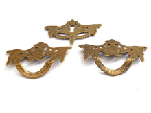 UpperDutch:Hooks and Hardware,Set 3 pcs Antique Keyhole plate and drawer handles / Old Key Hole Cover / Escutcheon / Authentic antique restoration hardware.