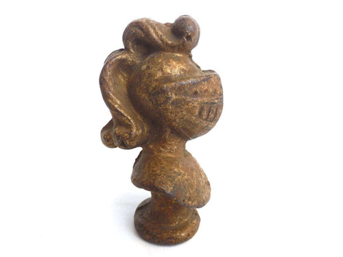 UpperDutch:Hooks and Hardware,Finial, 1 (ONE) Antique Knight Finial - Fence top - Cast Iron Knight - Knight Chest - Furniture - Cast iron Ornament.