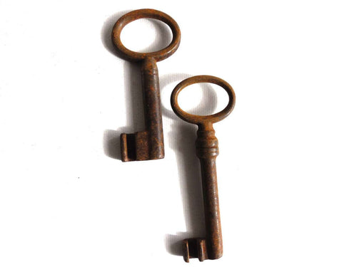 UpperDutch:Hooks and Hardware,Set of 2 Antique Skeleton Keys. Beautiful antique metal keys, skeleton keys,shabby, rusty, rustic.