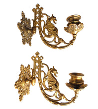 UpperDutch:Candelabras,Wall Sconce Griffin / Piano Candle holders / Pair Antique Solid Brass Victorian Griffin Piano Candelabra / piano candle holder.