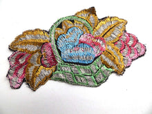 UpperDutch:Sewing Supplies,Fruit basket applique, 1930s vintage embroidered applique. Vintage patch, sewing supply.