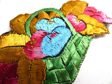 UpperDutch:Sewing Supplies,Fruit basket applique, 1930s vintage embroidered applique. Vintage patch, sewing supply.