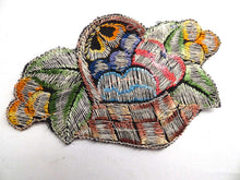 UpperDutch:Sewing Supplies,Applique, Fruit, fruit basket applique, 1930s vintage embroidered applique. Vintage patch, sewing supply.