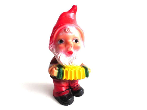UpperDutch:Gnomes,Gnome - Vintage Garden Gnome - PVC Garden Gnome - Gnome with Accordion.