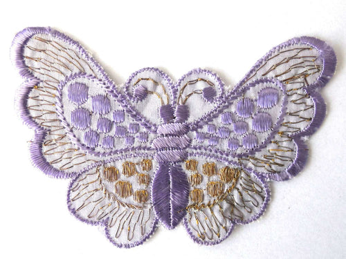 UpperDutch:Sewing Supplies,Applique,purple butterfly 1930s vintage embroidered applique. Vintage patch, sewing supply.