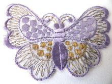 UpperDutch:Sewing Supplies,Applique,purple butterfly 1930s vintage embroidered applique. Vintage patch, sewing supply.