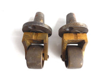 UpperDutch:Hooks and Hardware,Caster Wheels. Set of 2 Antique Brass / Metal Caster Wheels, Cabinet Hardware, wheels.