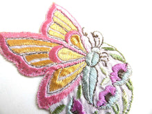 UpperDutch:Sewing Supplies,Applique, butterfly applique, 1930s vintage embroidered applique. Vintage floral patch, sewing supply.