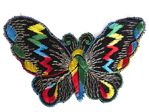 UpperDutch:Sewing Supplies,Butterfly Patch, 1930s vintage embroidered applique. Vintage patch, sewing supply. Applique, Crazy quilt.