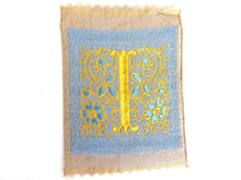 UpperDutch:Sewing Supplies,Monogram I Applique  1930s Vintage Embroidered 'Letter I' applique. Alphabet Patch, Monogram application, antique letter.