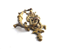 UpperDutch:Hooks and Hardware,Brass Ornate Drawer Handle, Authentic Antique Drawer Handle, Drop pull. Metal decorated art nouveau hardware. Keyhole Cover