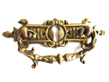 UpperDutch:Hooks and Hardware,Brass Ornate Drawer Handle, Authentic Antique Drawer Handle, Drop pull. Metal decorated art nouveau hardware. Keyhole Cover