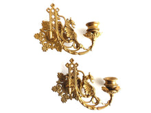 UpperDutch:Candelabras,Wall Sconce Griffin / Piano Candle holders / Pair Antique Solid Brass Victorian Griffin Piano Candelabra / piano candle holder.