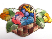 UpperDutch:Sewing Supplies,Applique, Fruit, fruit basket applique, 1930s vintage embroidered applique. Vintage patch, sewing supply.