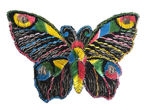 UpperDutch:Sewing Supplies,Butterfly Patch, 1930s vintage embroidered applique. Vintage patch, sewing supply. Applique, Crazy quilt.