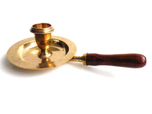 UpperDutch:Candelabras,Candle Holder - Brass Candle Holder - Antique Candle Holder with Handle- Candlestick -  Chamber stick - Brass, wooden handle.
