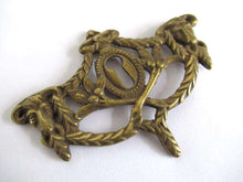 UpperDutch:Keyhole cover,1 (ONE) Antique Rams Head Keyhole cover, Antique brass escutcheon, keyhole frame, plate, goat, ram.