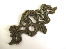 UpperDutch:,Antique Brass Keyhole cover, escutcheon, keyhole frame plate, floral. Victorian, art nouveau furniture hardware.