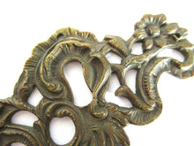 UpperDutch:,Antique Brass Keyhole cover, escutcheon, keyhole frame plate, floral. Victorian, art nouveau furniture hardware.