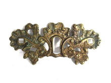 UpperDutch:,Antique Brass Keyhole cover, escutcheon. Shabby / distressed keyhole frame plate, floral. Furniture hardware.