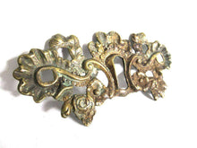 UpperDutch:,Antique Brass Keyhole cover, escutcheon. Shabby / distressed keyhole frame plate, floral. Furniture hardware.