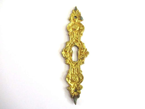 UpperDutch:,Antique brass Ornamental escutcheon, Keyhole Cover Frame Furniture applique Cabinet Hardware.