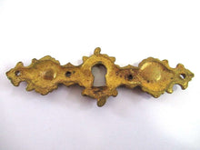 UpperDutch:,Antique Keyhole cover Escutcheon Ornate brass keyhole frame Victorian style Cabinet hardware.