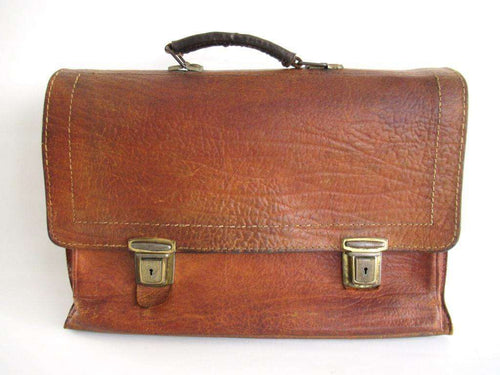 UpperDutch:leather bag,Vintage Distressed Leather Bag, Briefcase, School bag, Window Shop, Store Decor.