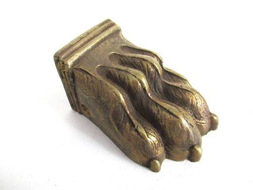 UpperDutch:,1 (ONE) Early 1900's Brass Lion Paw, Solid Brass Claw or Foot, Antique Cabinet Hardware. Authentic furniture restoration supplies