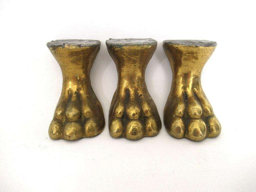UpperDutch:Lion paw,Set 3 pcs Brass Lion Paws, Antique Solid Brass Claws / Feet, Cabinet Hardware, Foot.