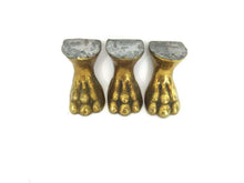 UpperDutch:Lion paw,Set 3 pcs Brass Lion Paws, Antique Solid Brass Claws / Feet, Cabinet Hardware, Foot.