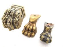 UpperDutch:Lion paw,Set 3 pcs Small Brass Lion Paws, Antique Solid Brass Claws / Feet.
