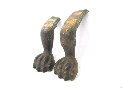 UpperDutch:Lion paw,Set of 2 Brass Lion Paws, Solid Brass Claws / Feet, Antique Cabinet Hardware, Foot.
