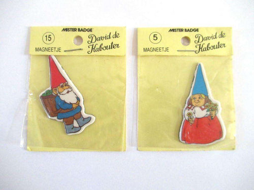 UpperDutch:Magnet,Set of 2 Gnome magnets, Brb, David the Gnome, Rien Poortvliet.