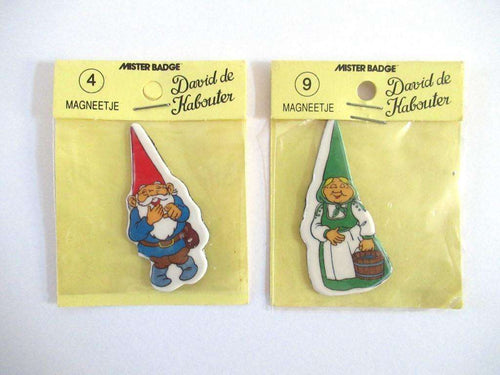 UpperDutch:Magnet,Set of 2 Gnome magnets, Brb, David the Gnome, Rien Poortvliet.