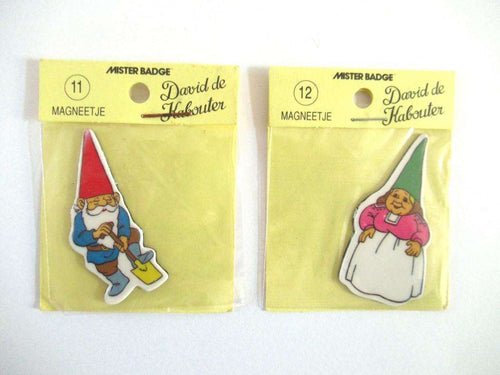 UpperDutch:Magnet,Set of 2 Gnome magnets, Brb, David the Gnome, Rien Poortvliet.