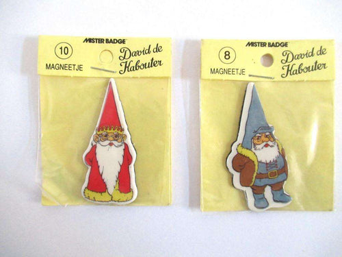 UpperDutch:Magnet,Set of 2 Gnome magnets, Brb, David the Gnome, Rien Poortvliet.