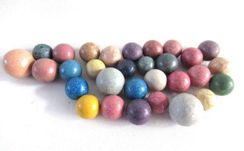 UpperDutch:Marbles,Set of 30 Antique Clay Marbles