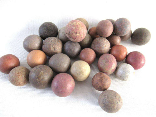 UpperDutch:Marbles,Set of 30 Antique Clay Marbles