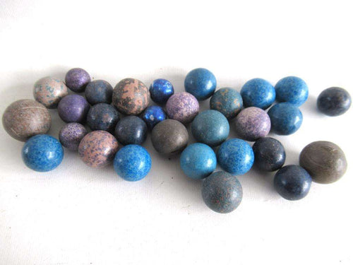 UpperDutch:Marbles,Set of 30 Antique Clay Marbles.