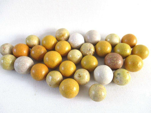UpperDutch:Marbles,Set of 30 Antique Clay Marbles, Antique marbles.
