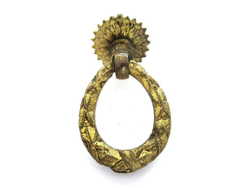 UpperDutch:Pull,1 (ONE) Antique Ornate Solid Brass Drawer Pull / Drop Ring Drawer Handle.