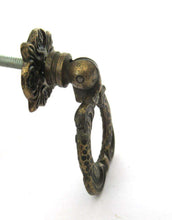 UpperDutch:Pull,1 (ONE) Antique Solid Brass Drawer Pull / Drop Ring Drawer Handle Made in Italy, Brev.