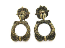 UpperDutch:Pull,1 (ONE) Antique Solid Brass Drawer Pull / Drop Ring Drawer Handle Made in Italy, Brev.