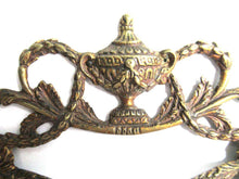 UpperDutch:,An Antique Brass Drawer Handle. Detailed Furniture Applique with Pull. Empire embellishment. 19th century restoration hardware