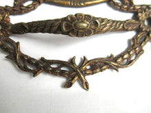 UpperDutch:,An Antique Brass Drawer Handle. Detailed Furniture Applique with Pull. Empire embellishment. 19th century restoration hardware