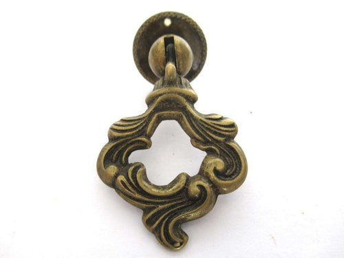 UpperDutch:Pull,Antique Solid Brass Drawer Pull / Drop Ring Drawer Handle.