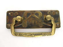 UpperDutch:Pull,Authentic Brass Antique Drawer Handle, Old Plate, Escutcheon, Drop pull.