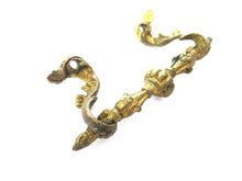 UpperDutch:Pull,Brass Ornate Authentic Antique Drawer Handle, Drop pull. Decorated art nouveau hardware.