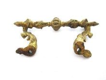UpperDutch:Pull,Brass Ornate Authentic Antique Drawer Handle, Drop pull. Decorated art nouveau hardware.